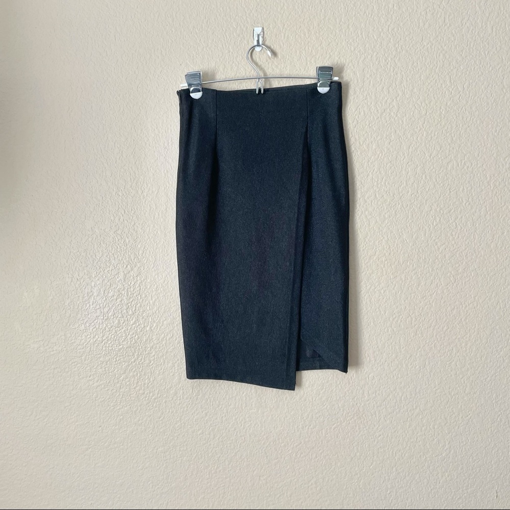 Renuar Black Slim Straight Faux wrap skirt